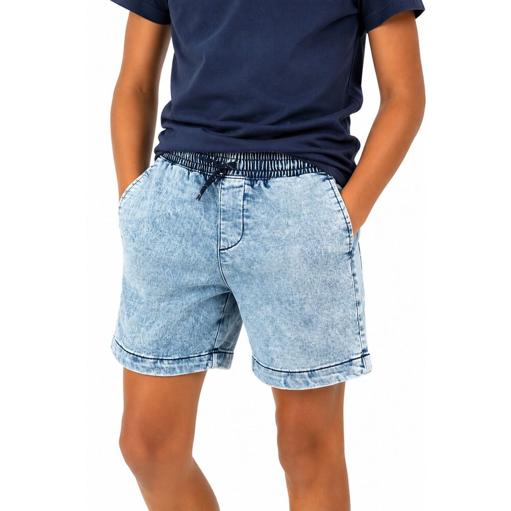 Wonder Nation Boys Acid Wash Pull On Shorts Size 8 Cotton Blend Drawstring Waist